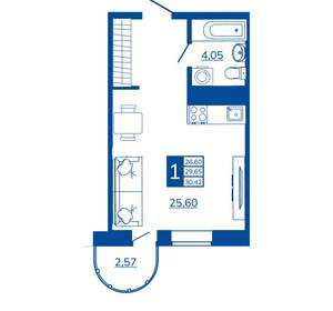 1-к квартира, вторичка, 30м2, 5/17 этаж