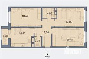 3-к квартира, вторичка, 84м2, 10/16 этаж