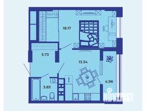 1-к квартира, вторичка, 46м2, 1/19 этаж