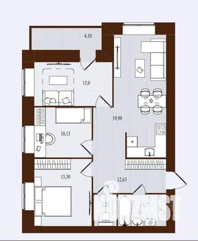 3-к квартира, вторичка, 80м2, 10/14 этаж