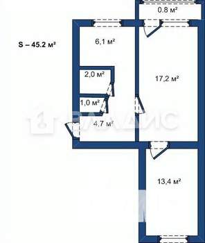 2-к квартира, вторичка, 45м2, 5/5 этаж