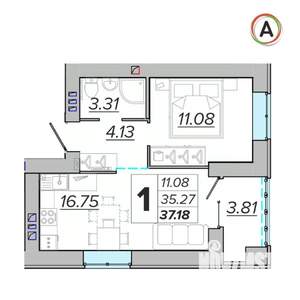 1-к квартира, вторичка, 37м2, 14/15 этаж