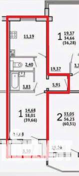 1-к квартира, вторичка, 40м2, 7/10 этаж