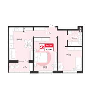 2-к квартира, вторичка, 61м2, 5/10 этаж