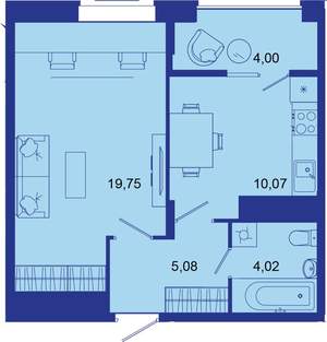 1-к квартира, вторичка, 43м2, 14/16 этаж