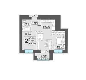 2-к квартира, вторичка, 50м2, 14/15 этаж