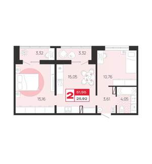 2-к квартира, вторичка, 52м2, 1/10 этаж