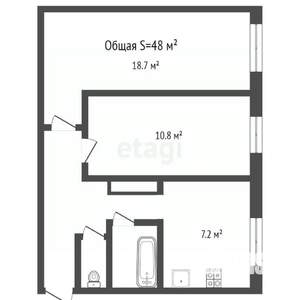 2-к квартира, вторичка, 48м2, 1/5 этаж