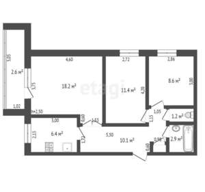 3-к квартира, вторичка, 59м2, 7/9 этаж