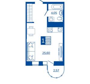 1-к квартира, вторичка, 30м2, 12/17 этаж