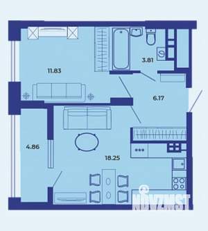 1-к квартира, вторичка, 45м2, 14/19 этаж