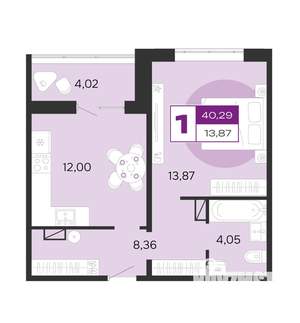 1-к квартира, вторичка, 40м2, 10/10 этаж