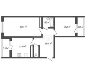 2-к квартира, вторичка, 68м2, 15/19 этаж