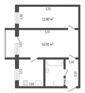 2-к квартира, вторичка, 44м2, 4/4 этаж