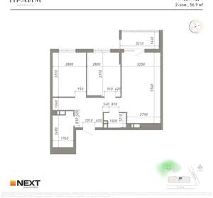 2-к квартира, вторичка, 57м2, 4/14 этаж