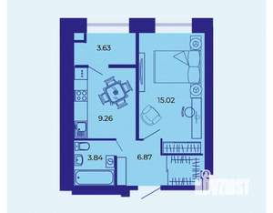 1-к квартира, вторичка, 39м2, 2/9 этаж