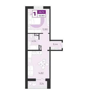 1-к квартира, вторичка, 40м2, 6/10 этаж