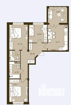 3-к квартира, вторичка, 76м2, 6/16 этаж