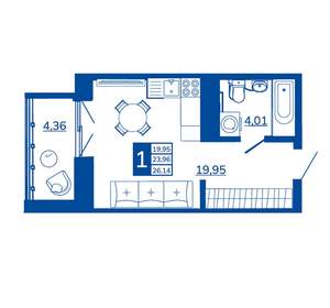 1-к квартира, вторичка, 26м2, 9/17 этаж