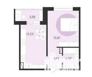 1-к квартира, строящийся дом, 37м2, 7/10 этаж