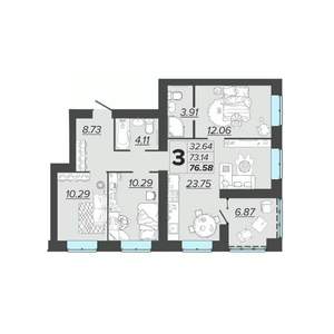 3-к квартира, вторичка, 77м2, 5/9 этаж