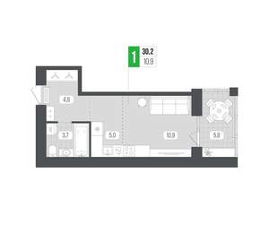 1-к квартира, вторичка, 30м2, 5/9 этаж