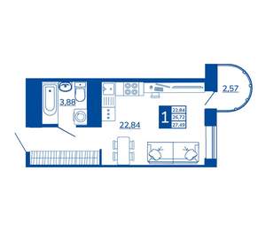 1-к квартира, вторичка, 27м2, 11/17 этаж