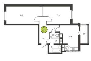 2-к квартира, сданный дом, 73м2, 7/16 этаж