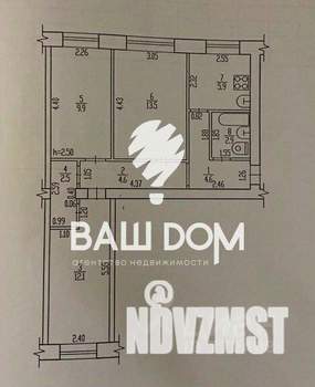 3-к квартира, вторичка, 56м2, 1/4 этаж