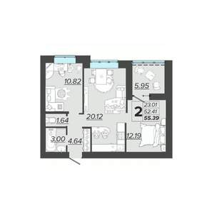 2-к квартира, вторичка, 55м2, 3/9 этаж