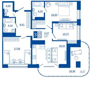 3-к квартира, вторичка, 95м2, 17/17 этаж