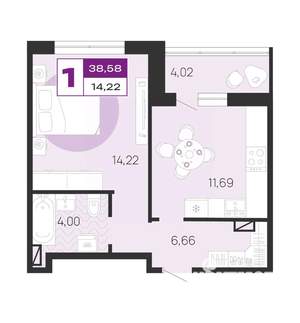 1-к квартира, вторичка, 39м2, 3/10 этаж
