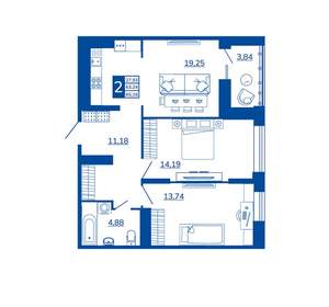 2-к квартира, вторичка, 65м2, 15/17 этаж