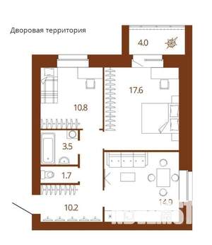 2-к квартира, вторичка, 61м2, 7/9 этаж