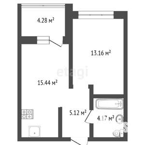 1-к квартира, вторичка, 40м2, 2/9 этаж