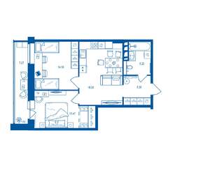2-к квартира, строящийся дом, 64м2, 16/16 этаж