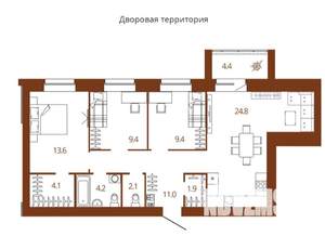 3-к квартира, вторичка, 83м2, 9/9 этаж