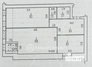 2-к квартира, вторичка, 56м2, 6/6 этаж