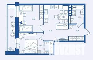 2-к квартира, сданный дом, 64м2, 8/16 этаж