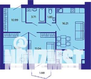 2-к квартира, строящийся дом, 60м2, 7/9 этаж