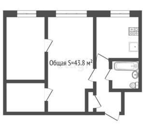 2-к квартира, вторичка, 44м2, 1/5 этаж