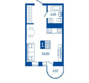1-к квартира, вторичка, 30м2, 10/17 этаж