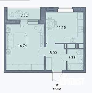 1-к квартира, сданный дом, 38м2, 5/16 этаж