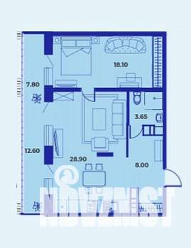 2-к квартира, вторичка, 71м2, 15/15 этаж