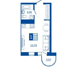 1-к квартира, вторичка, 28м2, 6/17 этаж