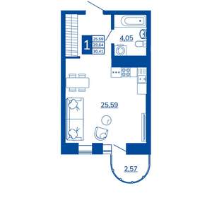 1-к квартира, вторичка, 30м2, 12/17 этаж