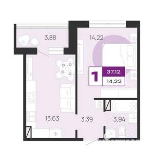 1-к квартира, вторичка, 37м2, 6/10 этаж