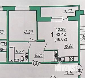 1-к квартира, вторичка, 46м2, 4/9 этаж