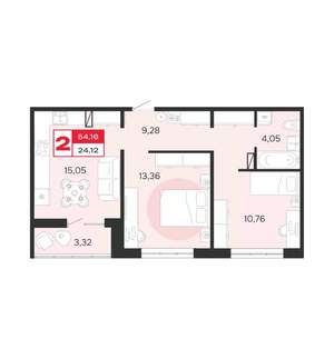 2-к квартира, вторичка, 54м2, 10/10 этаж