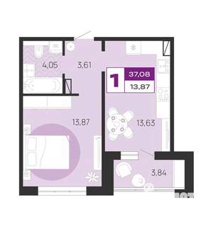 1-к квартира, вторичка, 37м2, 1/10 этаж